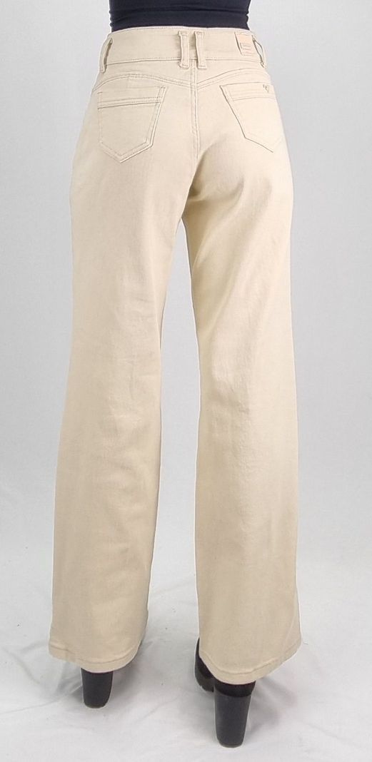Jeans color wide leg beige-3