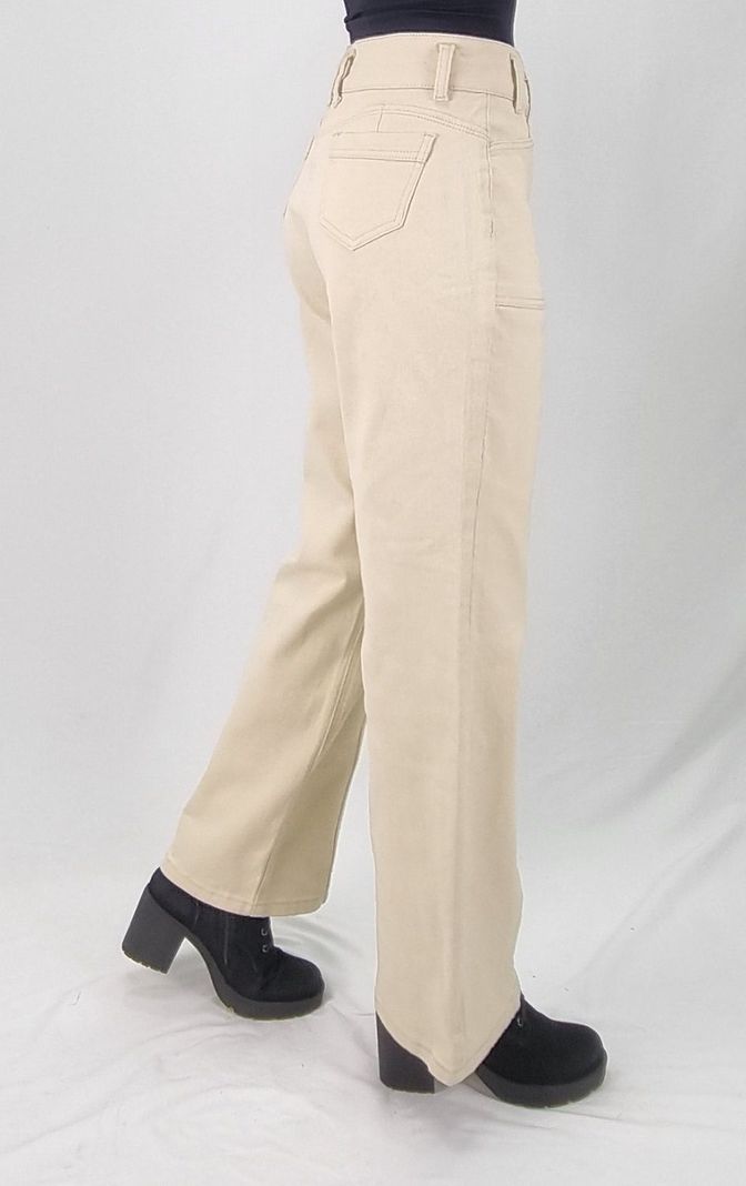 Jeans color wide leg beige-2