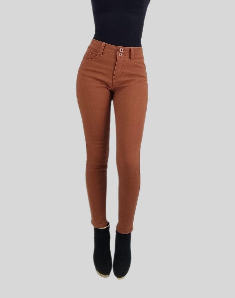 Jeans skinny t.alto marron-0