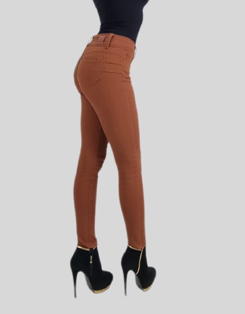 Jeans skinny t.alto marron-1