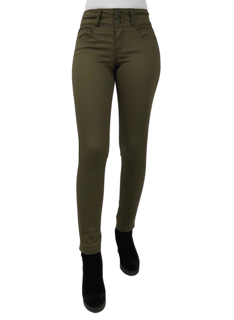 Pantalon Gabardina Skinny Verde-0