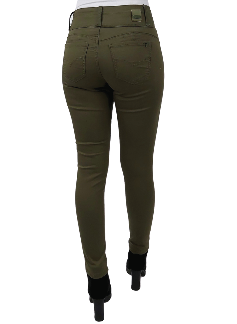 Pantalon Gabardina Skinny Verde-1