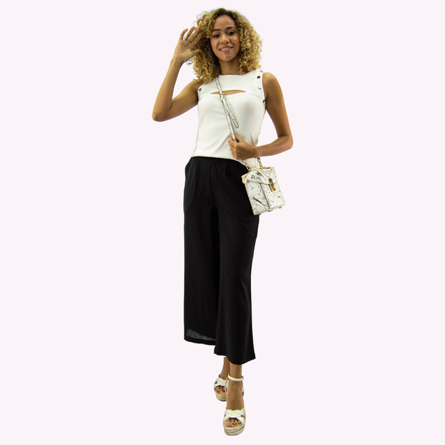 Pantalon Cropped Palazzo Lino-0