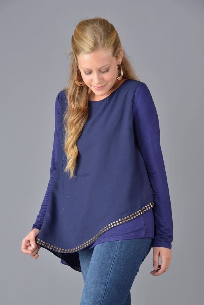 Bluson trapecio tachas azul-0