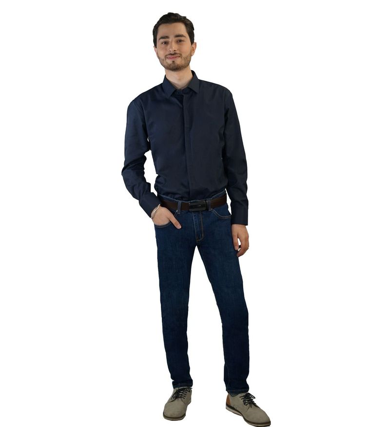 Jeans tiro medio-alto semi pitillo dark blue-0