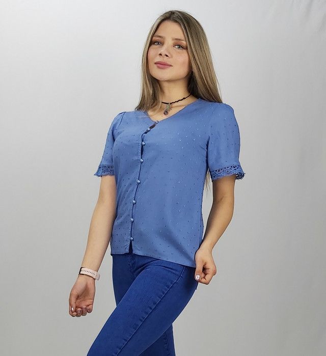 Bluson abotonado jacquard m/c azul-1
