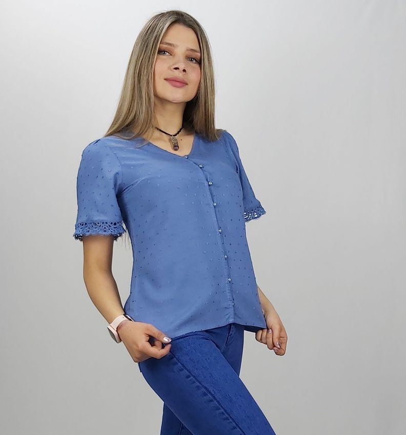 Bluson abotonado jacquard m/c azul-0