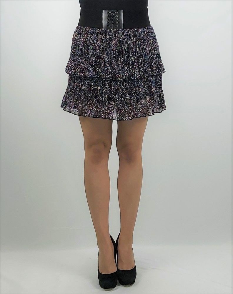 Falda mini chiffon lunares-0