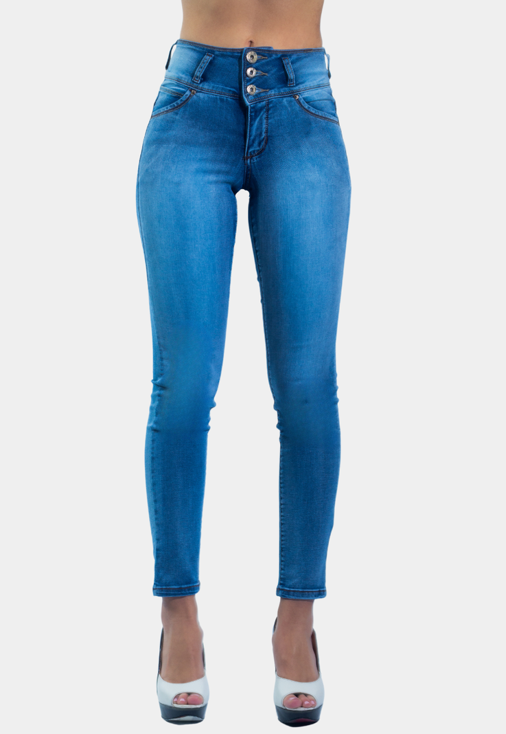 Jeans Pitillo Focalizado T.A. Push Up Azul Tentation-0