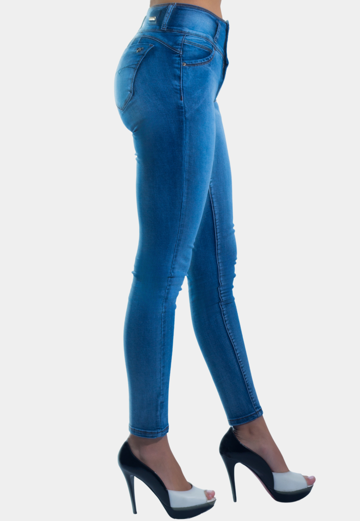 Jeans Pitillo Focalizado T.A. Push Up Azul Tentation-1