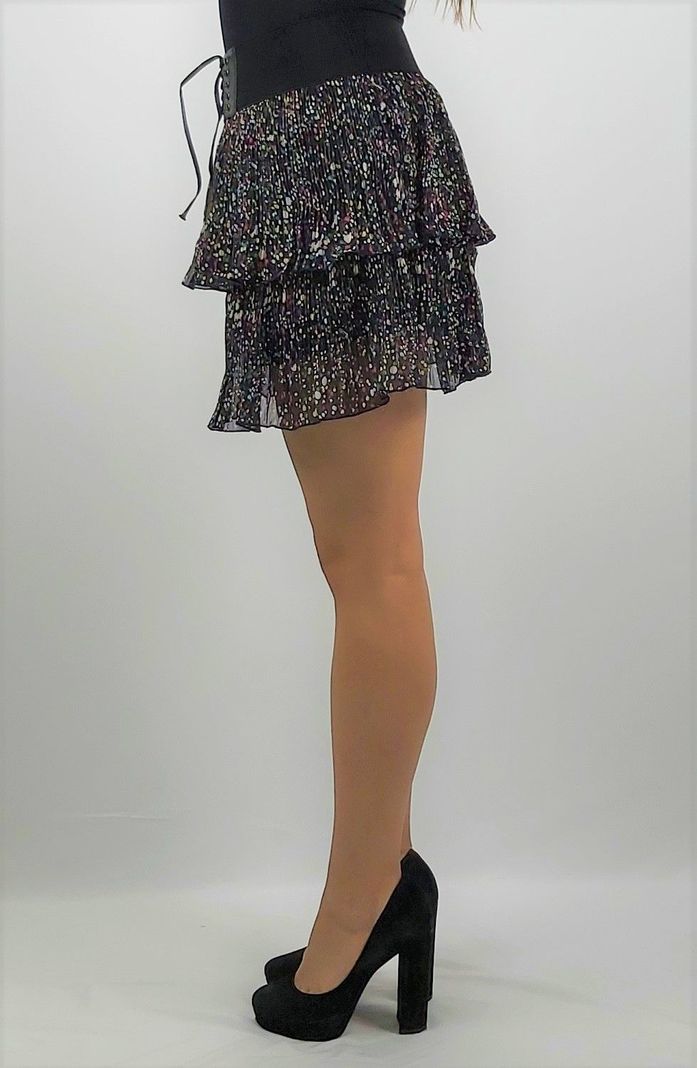 Falda mini chiffon lunares-1