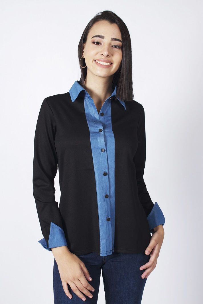 Blusa con aplicación negro-0