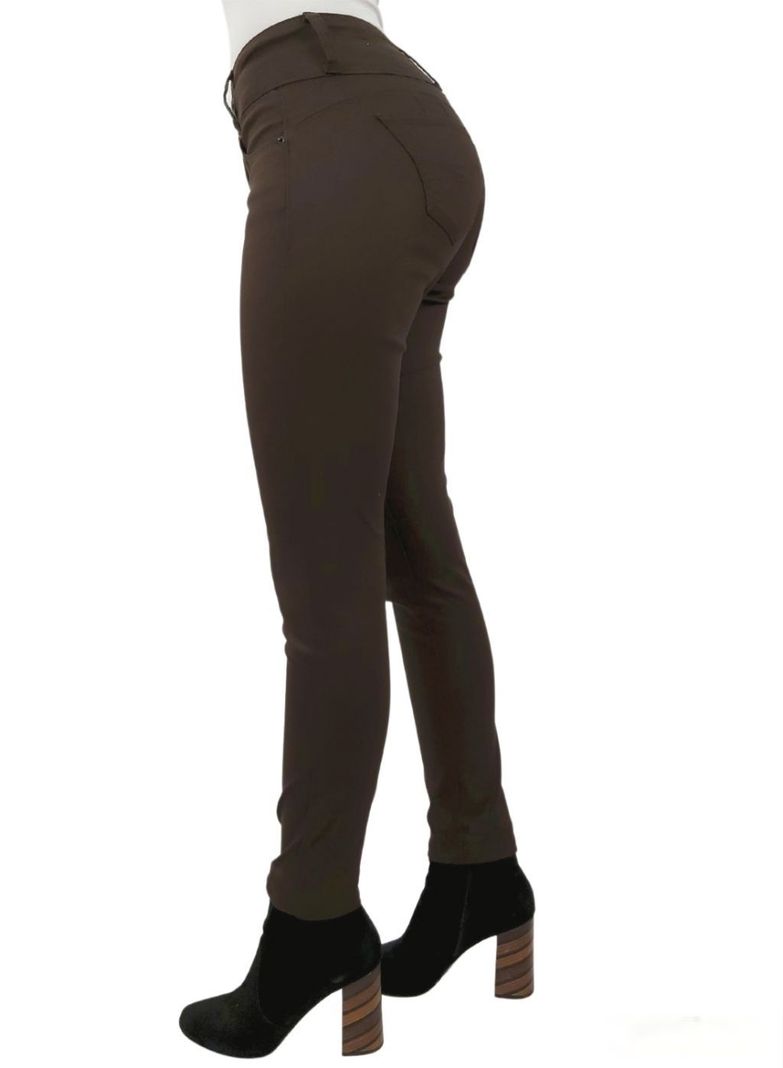 Pantalon Gabardina Skinny Café-2