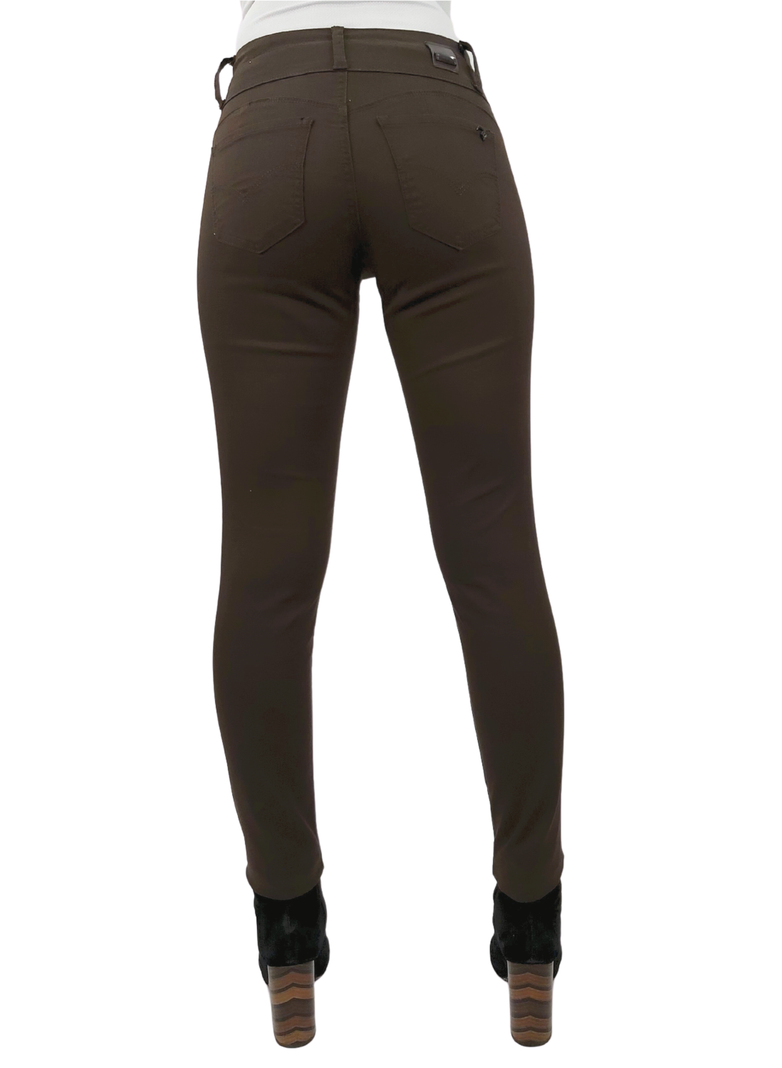 Pantalon Gabardina Skinny Café-1