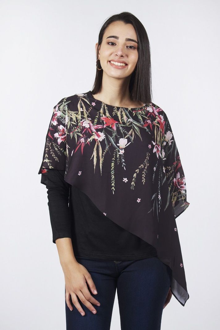 BLUSON TRAPECIO ESTAMPADO-0
