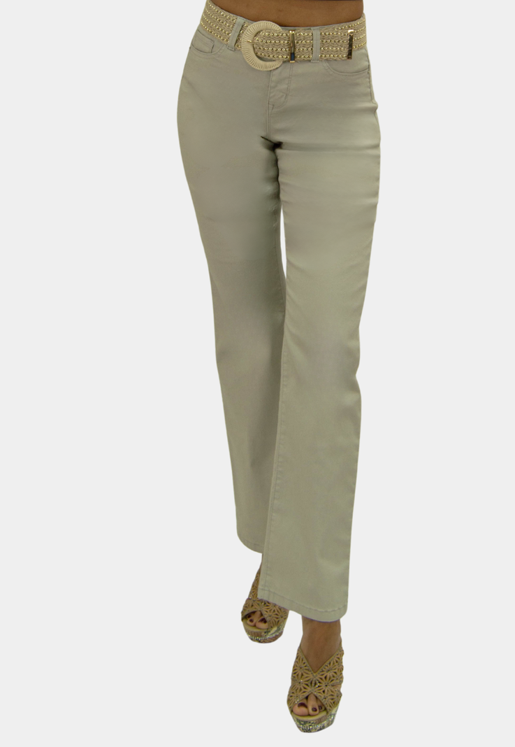 Pantalon Recto Tiro Alto Push Up Beige Tentation -0