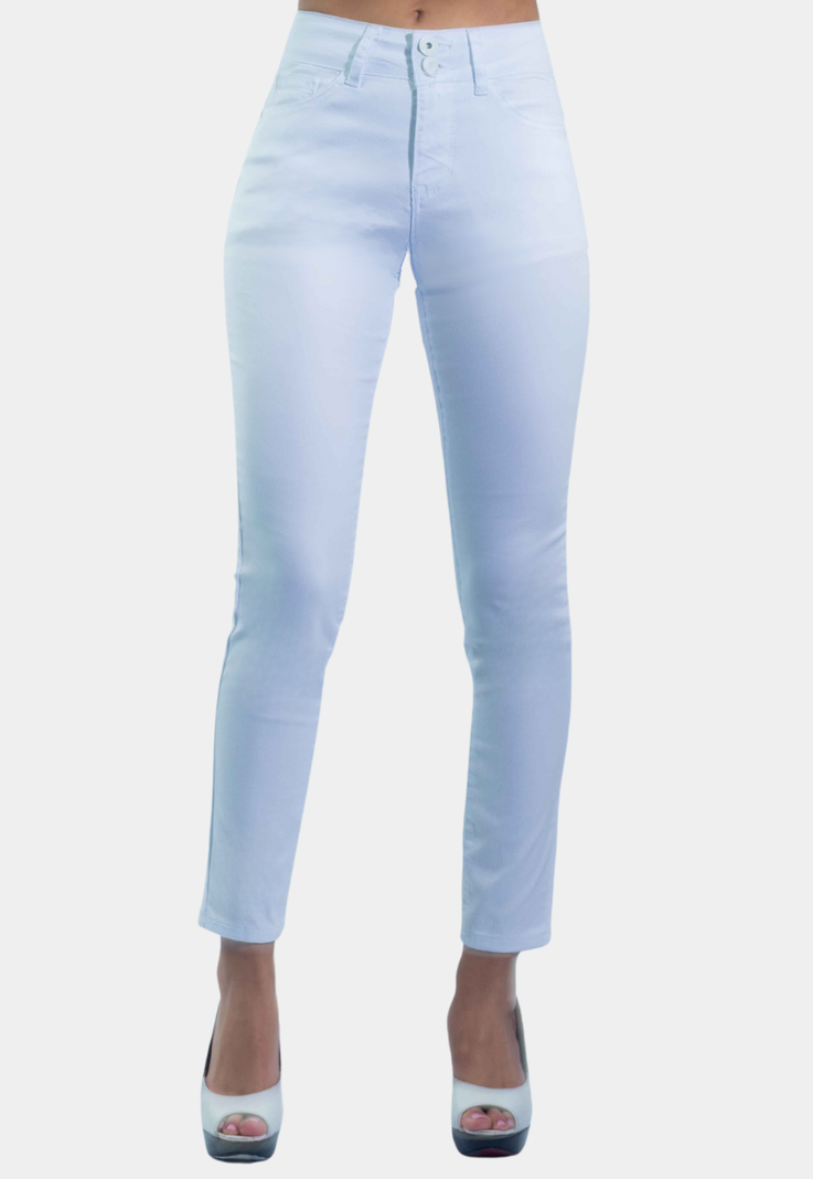 Pantalon Skinny Tiro Alto Push Up Blanco Tentation -0
