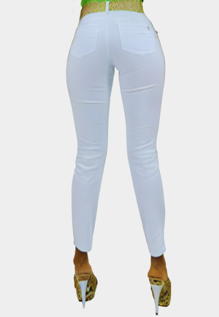 Pantalon Skinny Tiro Alto Push Up Blanco Tentation -2