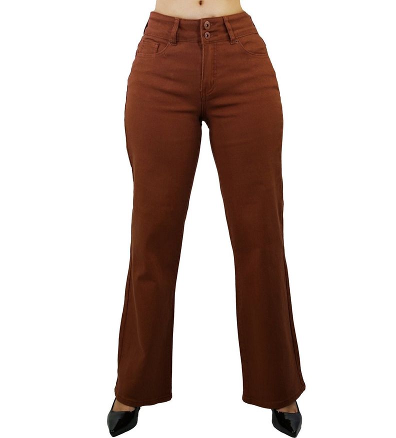 Jeans wide leg marron-0