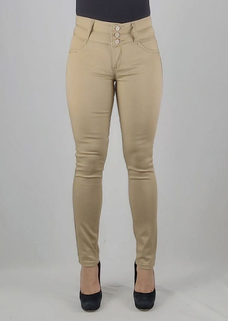Pantalon gabardina t.a. pitillo beige-0
