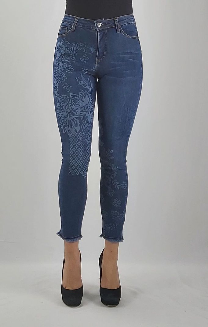 Jeans pitillo printer tiro alto push up