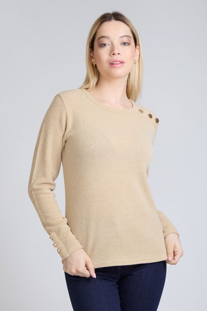 Polera Boton Hombro Beige Tentation-0
