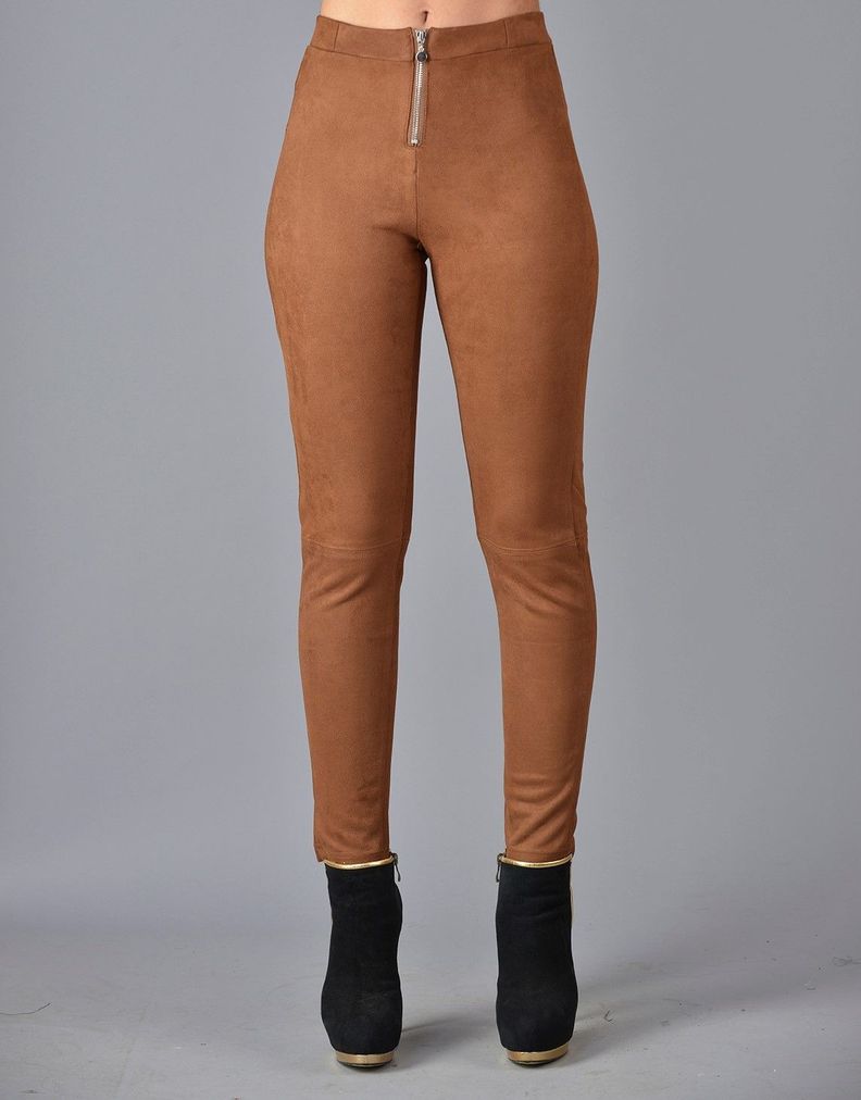 Calza suede con cierre café-0