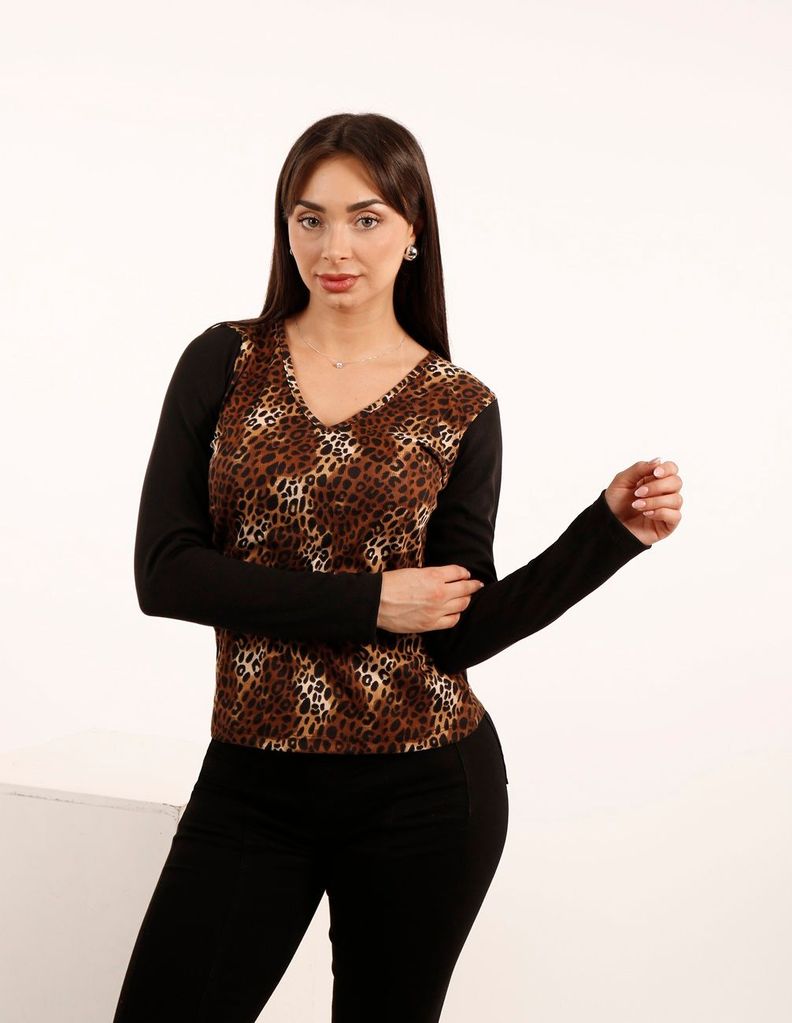 Polera Combinada Leopardo Black Tentation-0