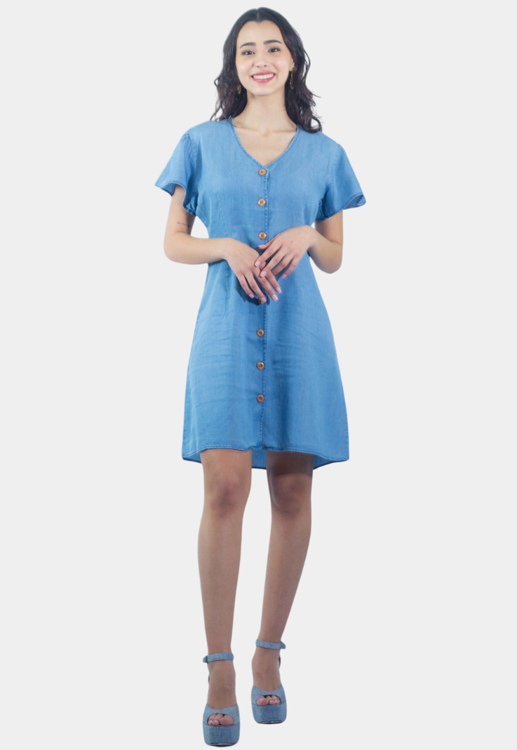 Vestido Casual Tencel Azul Tentatation-0