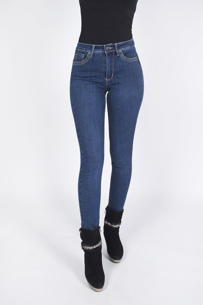 Jeans pitillo tiro alto -0