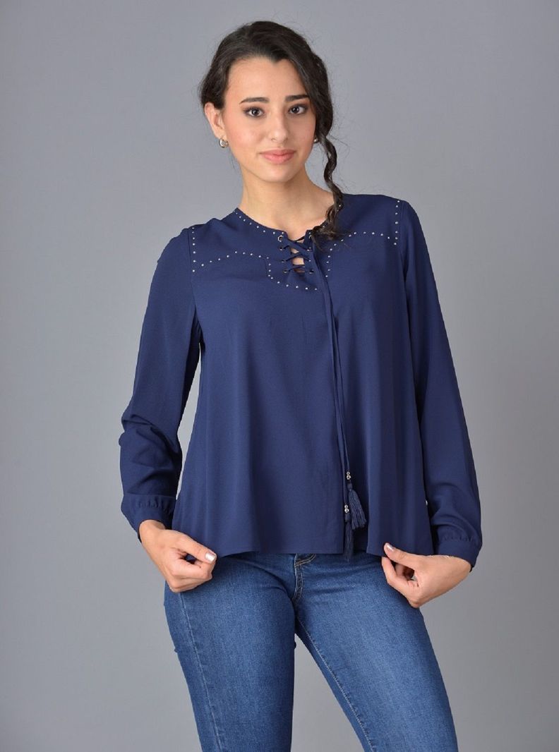 Bluson con tachas azul-0