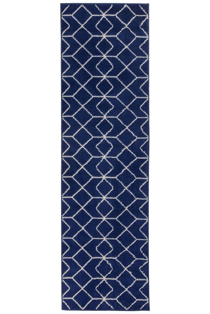 Alfombra Pasillo Kashan King Azul Marino 66 x 430 cm-0
