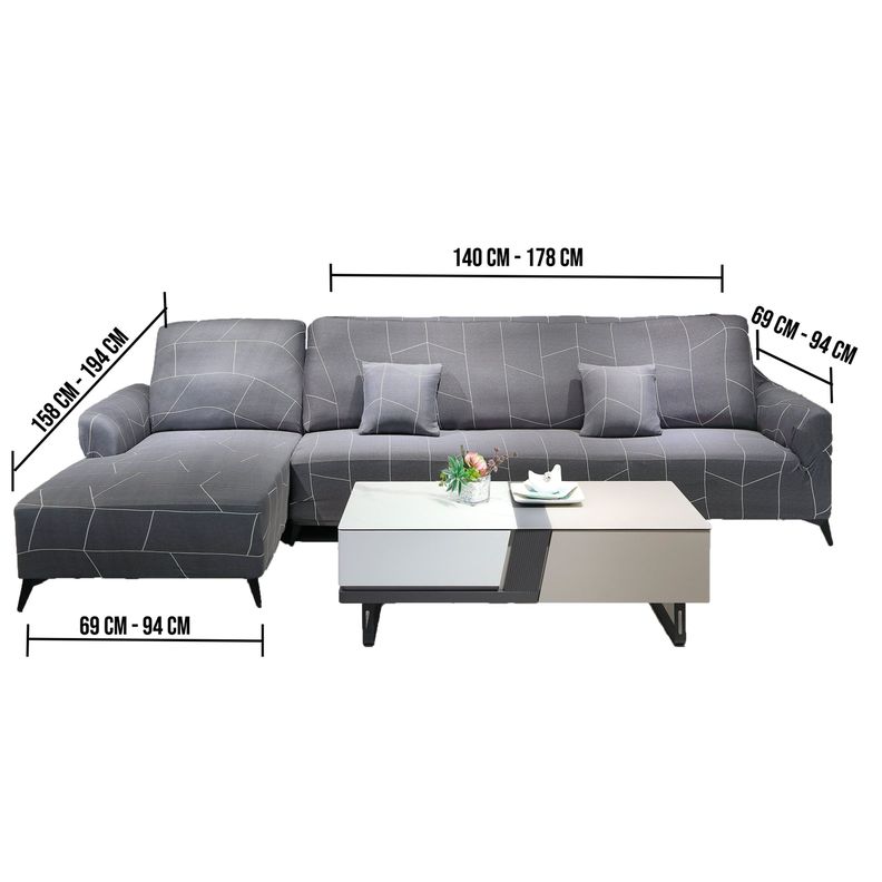 Funda Para Sofa Forma en L  Gris Lineas-1
