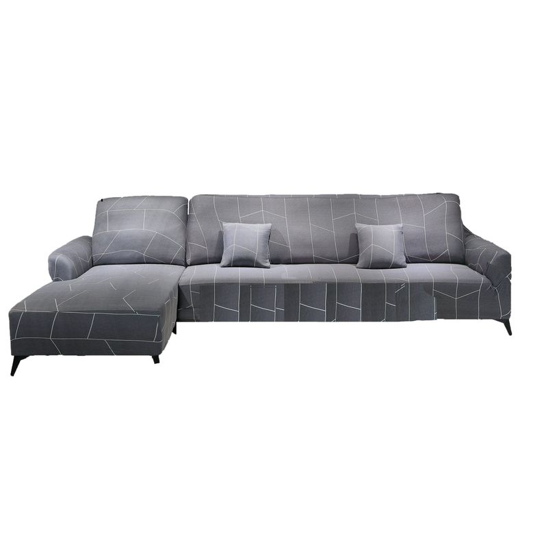 Funda Para Sofa Forma en L  Gris Lineas-0