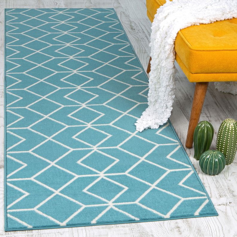 Alfombra Pasillo Kashan King 507 Azul 66 x 430 cm-1