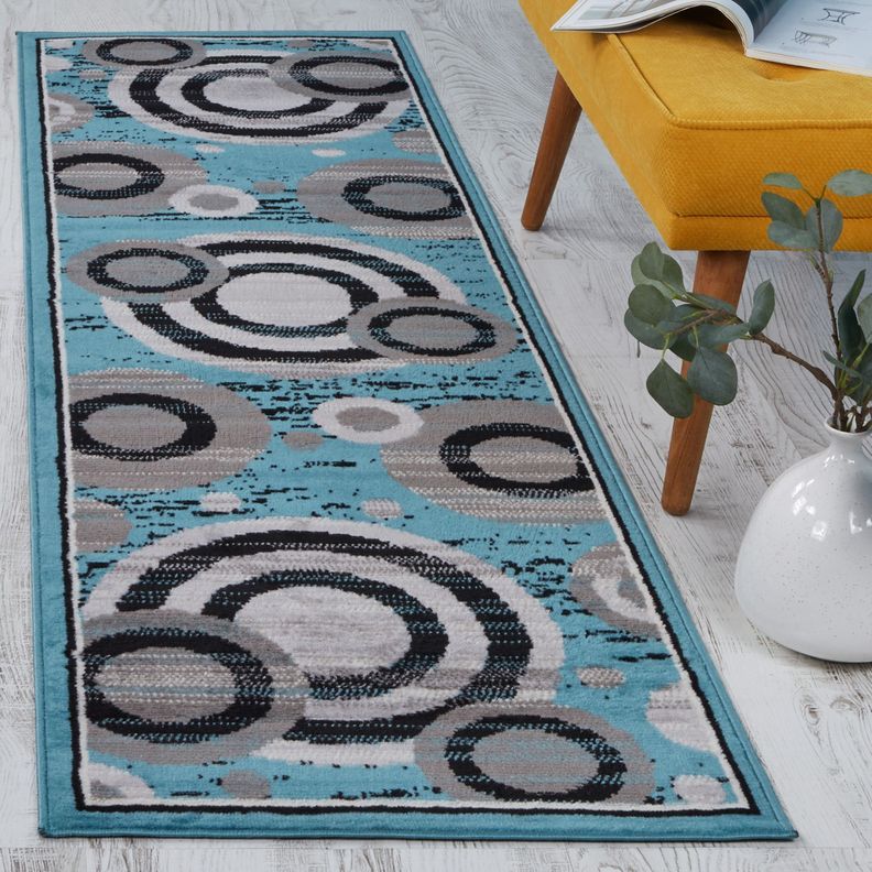 Alfombra Pasillo Kashan King Azul 66 x 430 cm-1