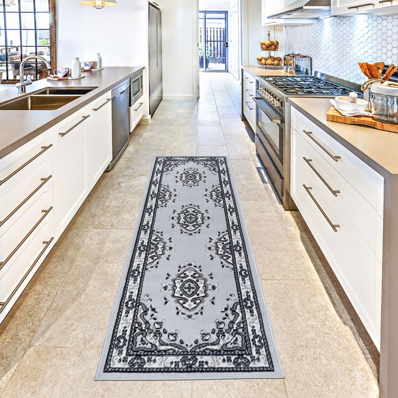 Alfombra Pasillo Kashan King 504 Gris 61 x 213 cm-1