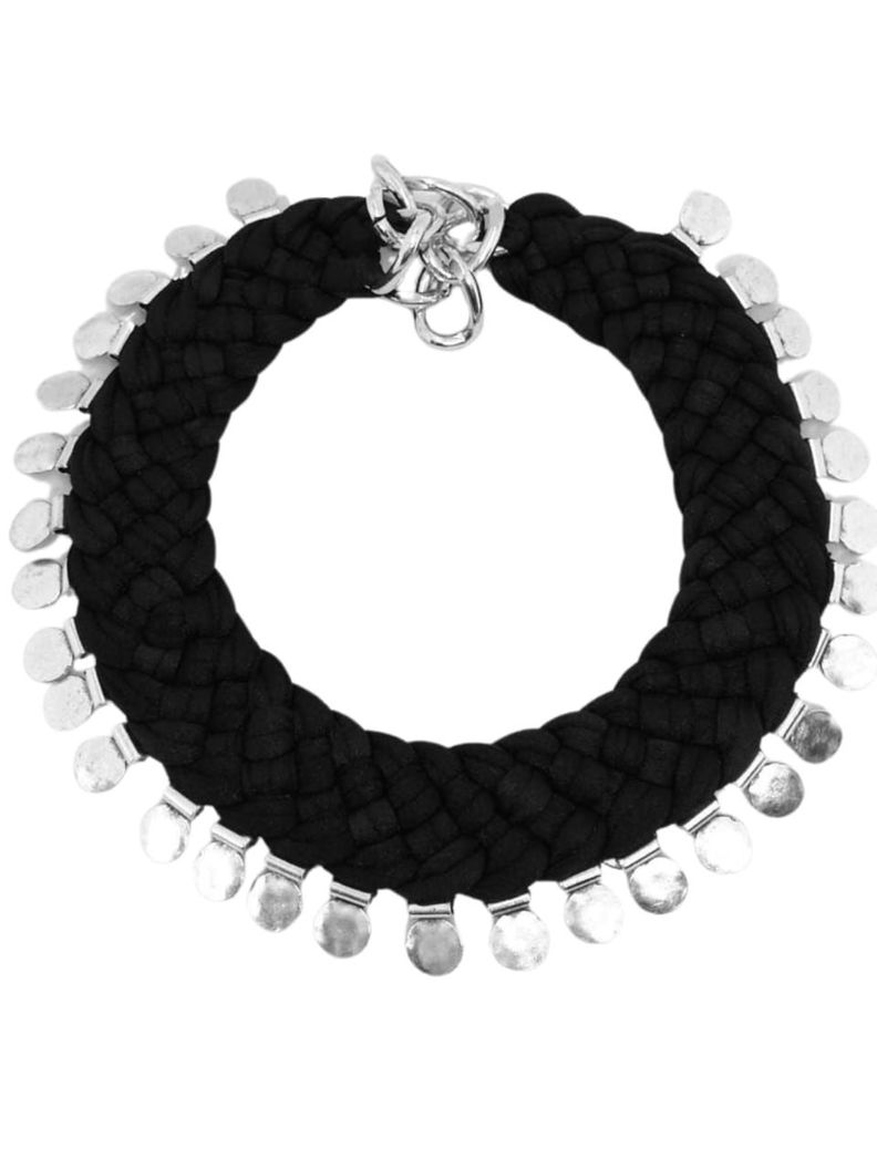 Maria La Biyux Collar Negro Circular Plateado-0
