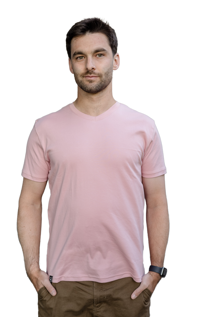 Polera Algodón Pima Palo Rosa Cuello en V-0