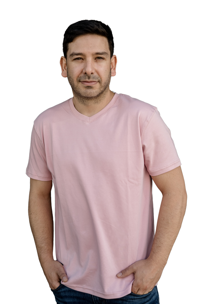 Polera Algodón Pima Palo Rosa Cuello en V-1