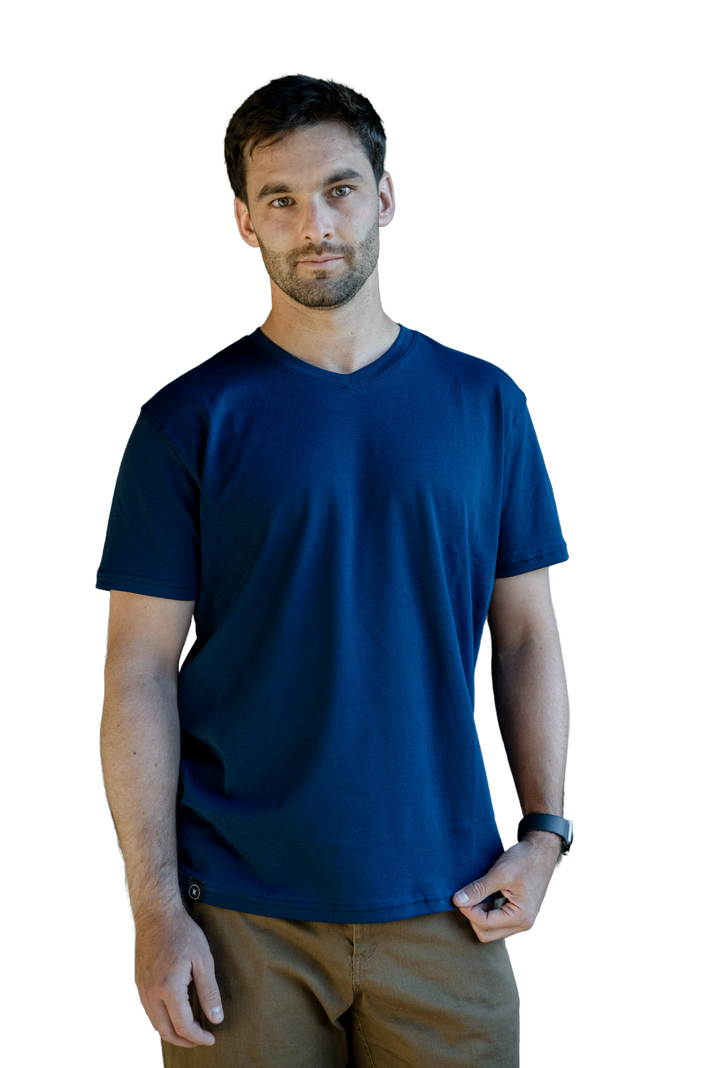 Polera Algodón Pima Indigo Cuello en V-0