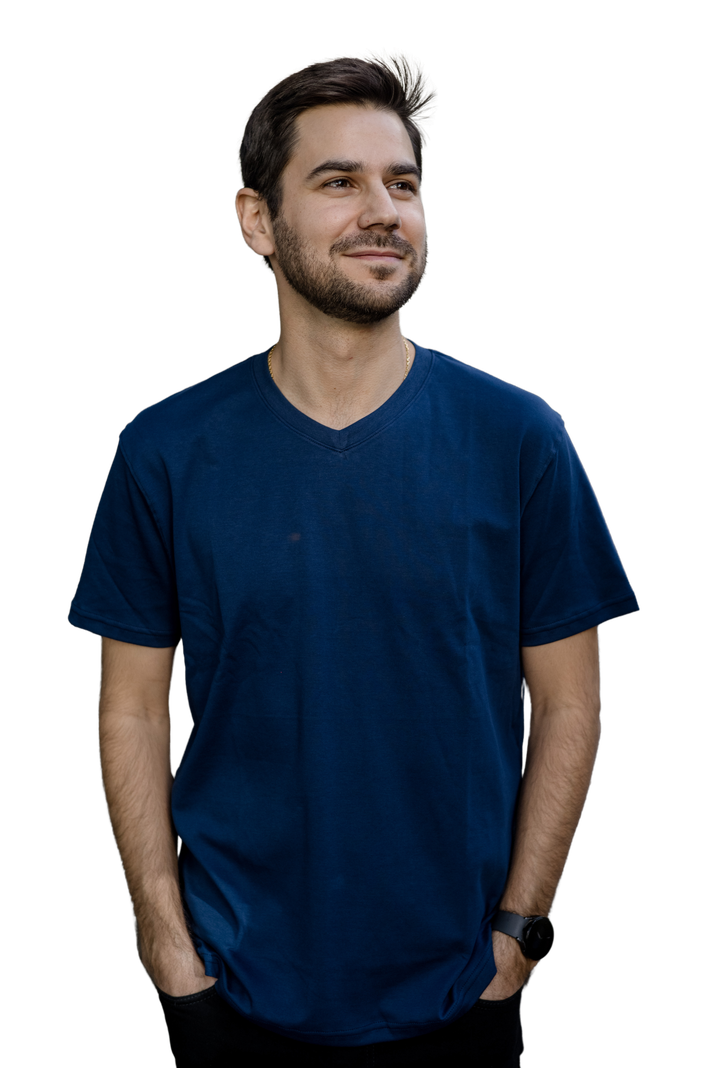 Polera Algodón Pima Indigo Cuello en V-1