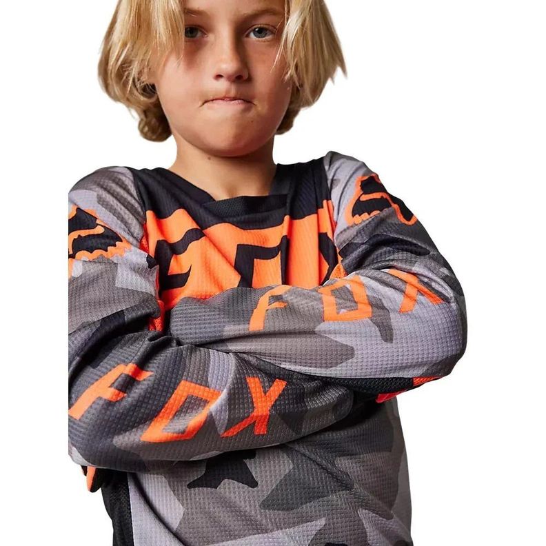 Jersey Niño FOX Racing 180 BNKR Naranja Camo-3