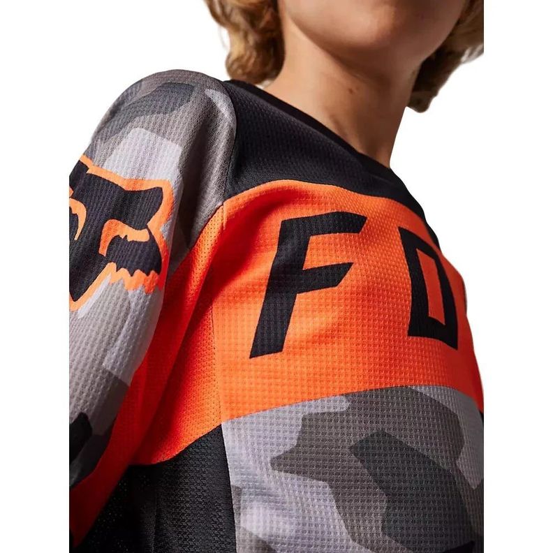Jersey Niño FOX Racing 180 BNKR Naranja Camo-4