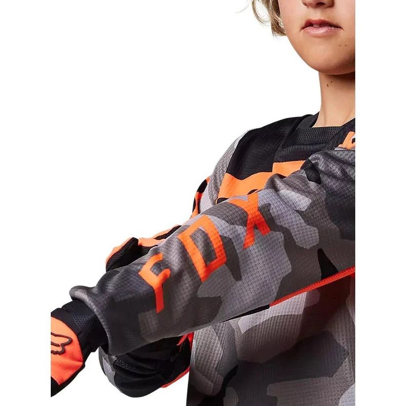 Jersey Niño FOX Racing 180 BNKR Naranja Camo-5
