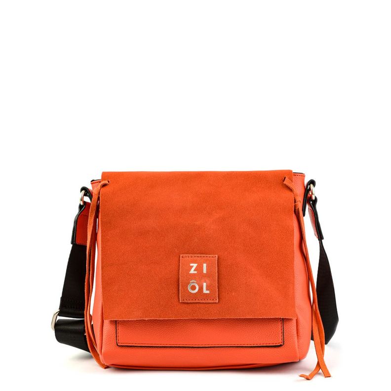 Cartera bandolera con tapa mediana adelia rojo tomate-0