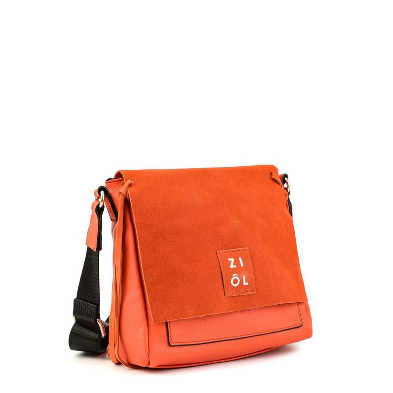 Cartera bandolera con tapa mediana adelia rojo tomate-1