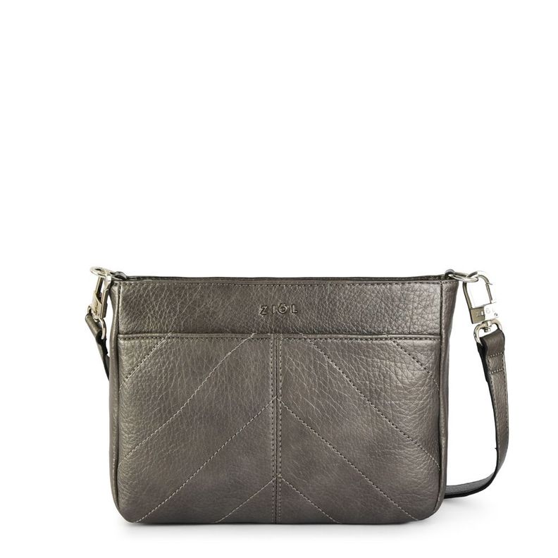 Cartera bandolera mediana agustina plateado oscuro-0