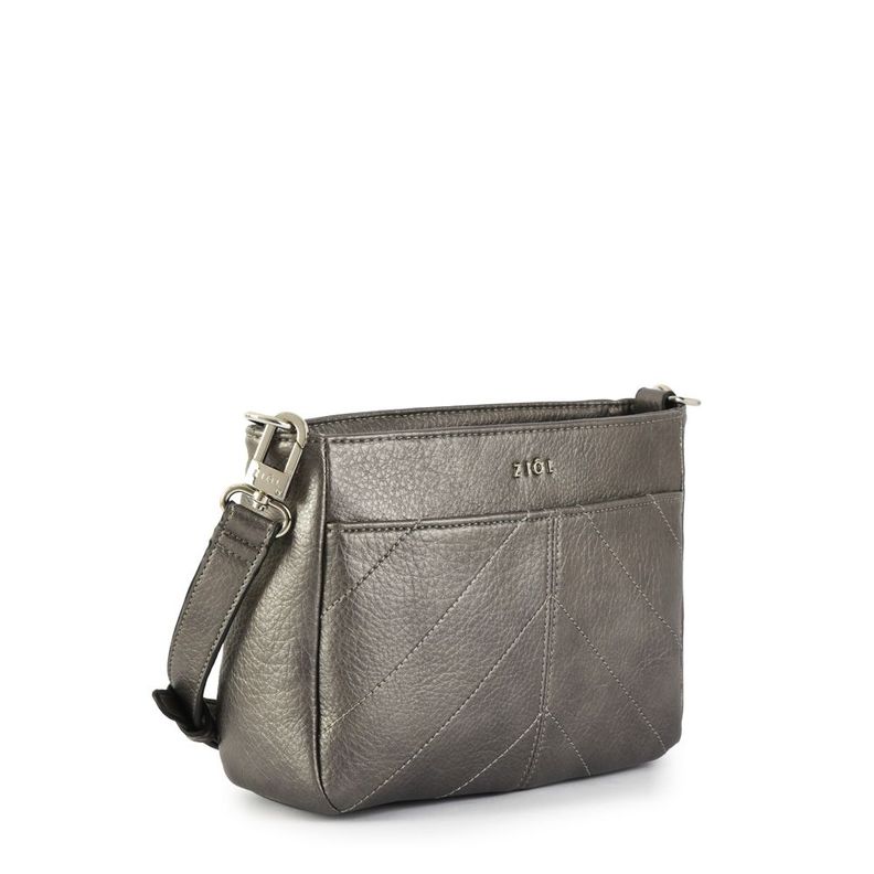 Cartera bandolera mediana agustina plateado oscuro-1
