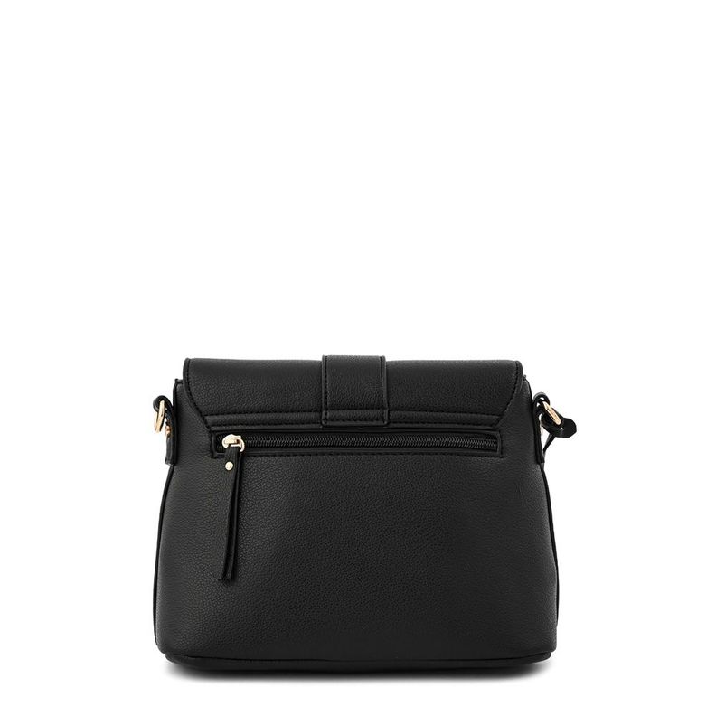 Cartera bandolera con tapa mediana creta negro-2